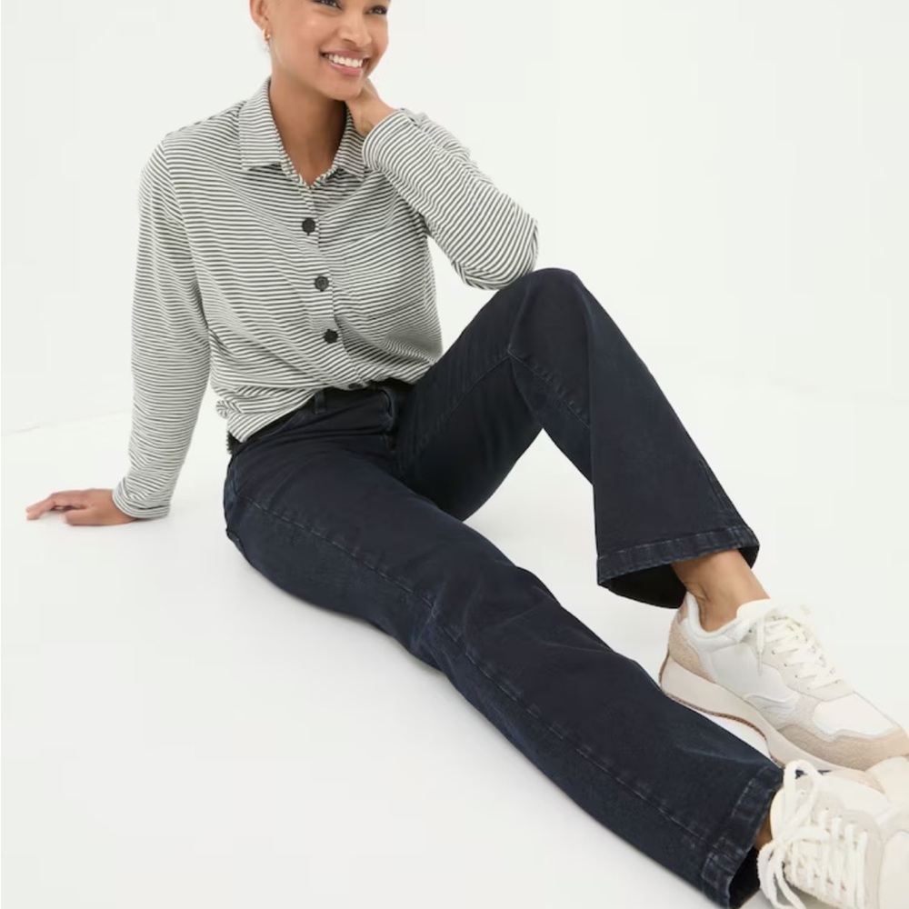 Fat Face Wide Leg Black Jeans